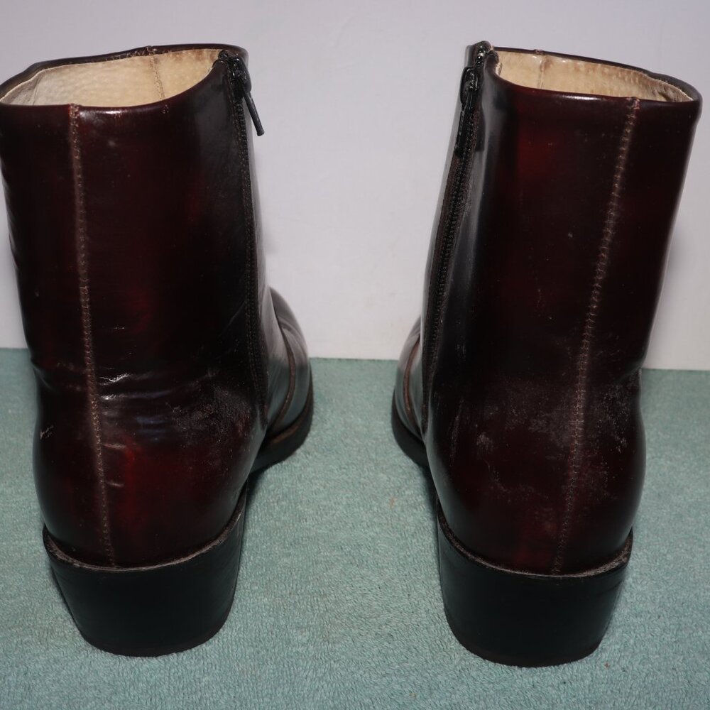 DURANGO TR825 Burgundy Sleek Leather Ankle Western Side Zip Men's Boots Sz 8.5EE - Picture 3 of 8